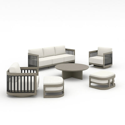 Outdoor Parlor 6-Piece Swivel Aluminum Patio Conversation Set with Ottoman