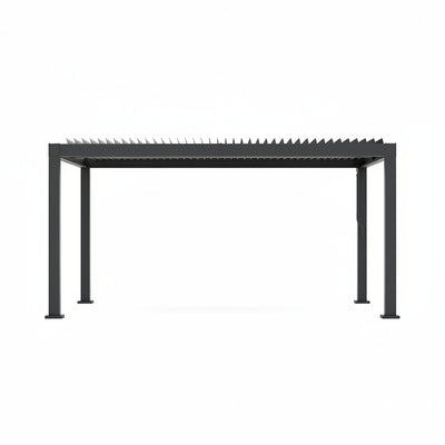 All-Aluminum Louvered Pergola 12 Ft X 16 Ft, Outdoor Pergola with Adjustable Louvered Roof, Reinforced Aluminum Frame, Integrated Drainage System, Hardtop Gazebo for Patio, Deck, Gray