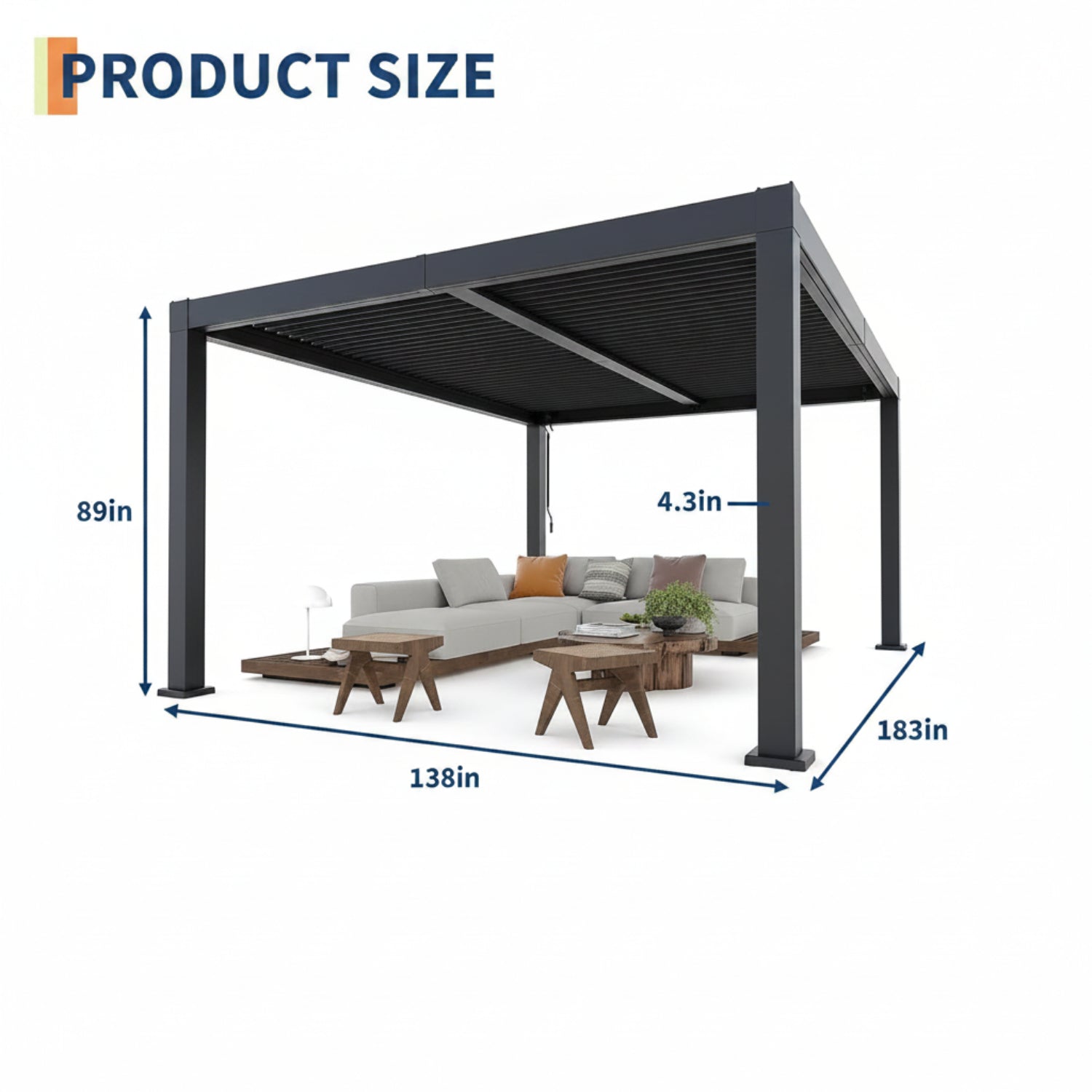 All-Aluminum Louvered Pergola 12 Ft X 16 Ft, Outdoor Pergola with Adjustable Louvered Roof, Reinforced Aluminum Frame, Integrated Drainage System, Hardtop Gazebo for Patio, Deck, Gray