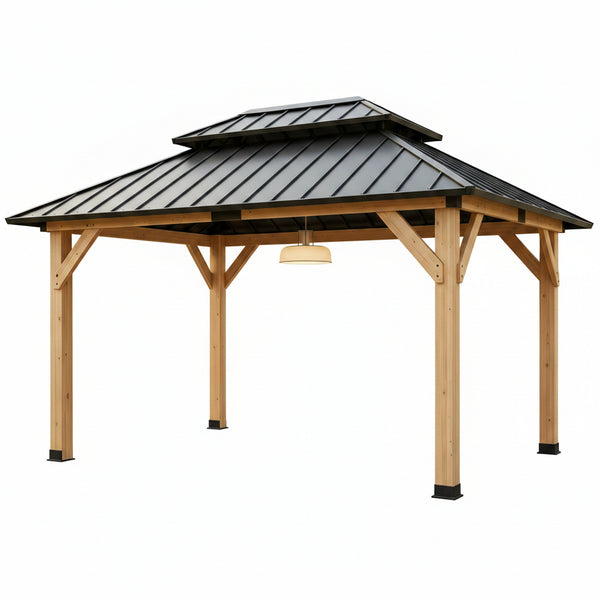 10' X 12' Wooden Gazebo,Patio Hardtop DIY Color Gazebo Wood