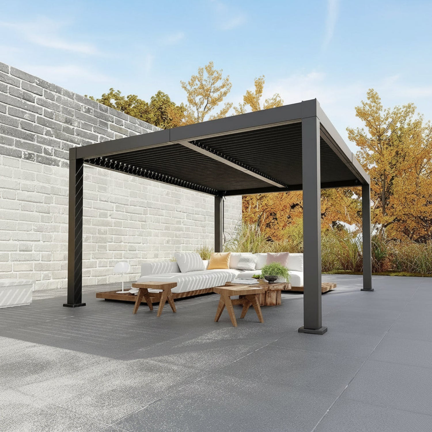 All-Aluminum Louvered Pergola 12 Ft X 16 Ft, Outdoor Pergola with Adjustable Louvered Roof, Reinforced Aluminum Frame, Integrated Drainage System, Hardtop Gazebo for Patio, Deck, Gray