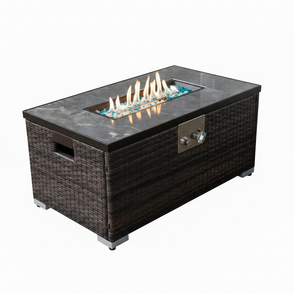 Propane Fire Pit Table Built for Year-Round Gatherings, 40,000 BTU Output, Auto-Ignition, Weather Cover