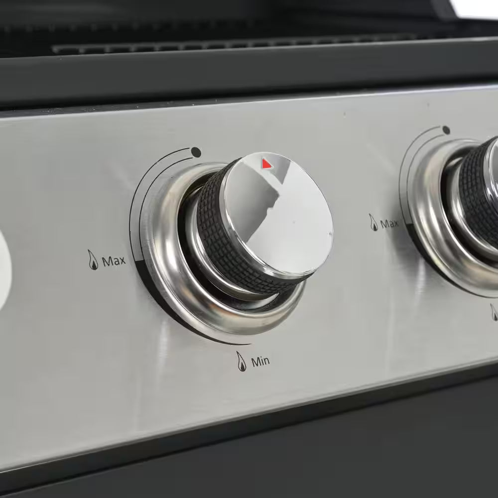 Propane Grill 4 Burner Barbecue Grill Stainless Steel Gas Grill in Black