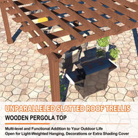 14 Ft. W X 12 Ft. D Cedar Wood Patio Pergola Shade Structure for Outdoor, Brown