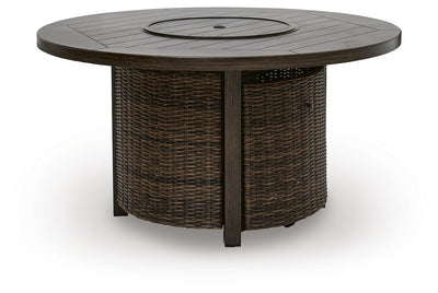 Monterey Point - Round Fire Pit Table - Dark Brown