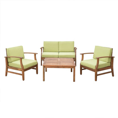 Outdoor Parlor Furniture 4 pcs Teak Acacia Wood Chair patio Set