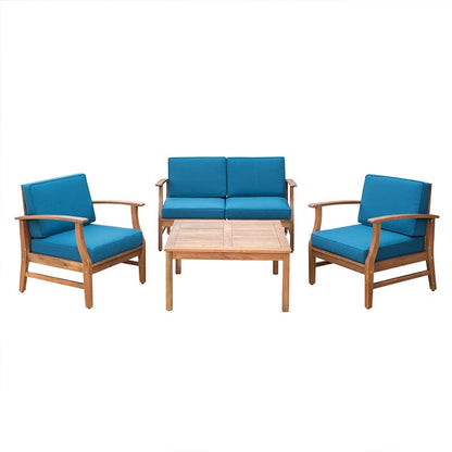 Outdoor Parlor Furniture 4 pcs Teak Acacia Wood Chair patio Set