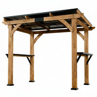 Outdoor Grill Gazebo Built to Protect and Power, Cedar Wood Frame, Steel Roof, USB Charging Ports