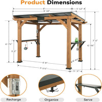 Outdoor Grill Gazebo Built to Protect and Power, Cedar Wood Frame, Steel Roof, USB Charging Ports