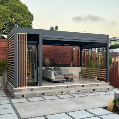 Outdoor Waterproof Pergola Aluminium Motorized Louvered Pergola Canopy Exterior Gazebo Bioclimatic Pergolas Shading Gazebo