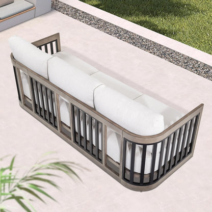 Outdoor Parlor 6-Piece Swivel Aluminum Patio Conversation Set with Ottoman