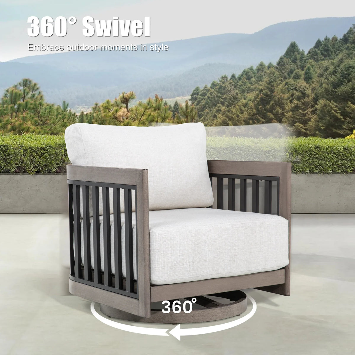Outdoor Parlor 6-Piece Swivel Aluminum Patio Conversation Set with Ottoman