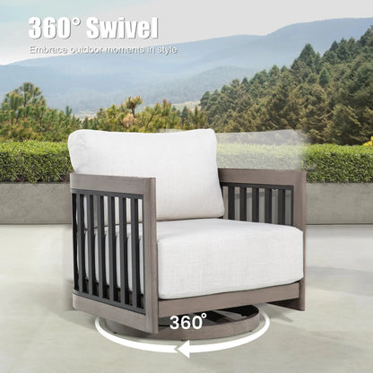 Outdoor Parlor 6-Piece Swivel Aluminum Patio Conversation Set with Ottoman