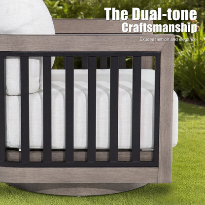 Outdoor Parlor 6-Piece Swivel Aluminum Patio Conversation Set with Ottoman