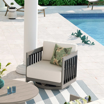 Outdoor Parlor 6-Piece Swivel Aluminum Patio Conversation Set with Ottoman