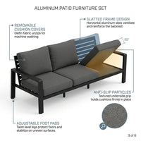 Aluminum Patio Furniture Set, 7 Piece Metal Outdoor Set, Patio Furniture Set with Waterproof Covers for Backyard Garden（Grey） — How It Works