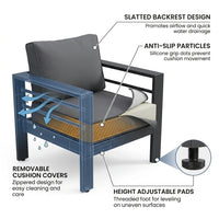 Aluminum Patio Furniture Set Built for All Weather, 7 Piece, Waterproof Covers, 5-Inch Cushions, 9 Seats — How It Works