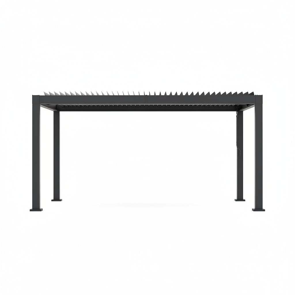 All-Aluminum Louvered Pergola 12 Ft X 16 Ft, Outdoor Pergola with Adjustable Louvered Roof, Reinforced Aluminum Frame, Integrated Drainage System, Hardtop Gazebo for Patio, Deck, Gray