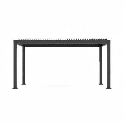 All-Aluminum Louvered Pergola 12 Ft X 16 Ft, Outdoor Pergola with Adjustable Louvered Roof, Reinforced Aluminum Frame, Integrated Drainage System, Hardtop Gazebo for Patio, Deck, Gray