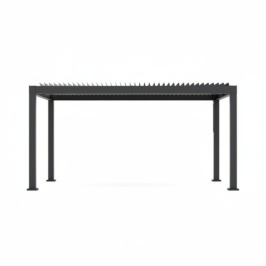 All-Aluminum Louvered Pergola 12 Ft X 16 Ft, Outdoor Pergola with Adjustable Louvered Roof, Reinforced Aluminum Frame, Integrated Drainage System, Hardtop Gazebo for Patio, Deck, Gray