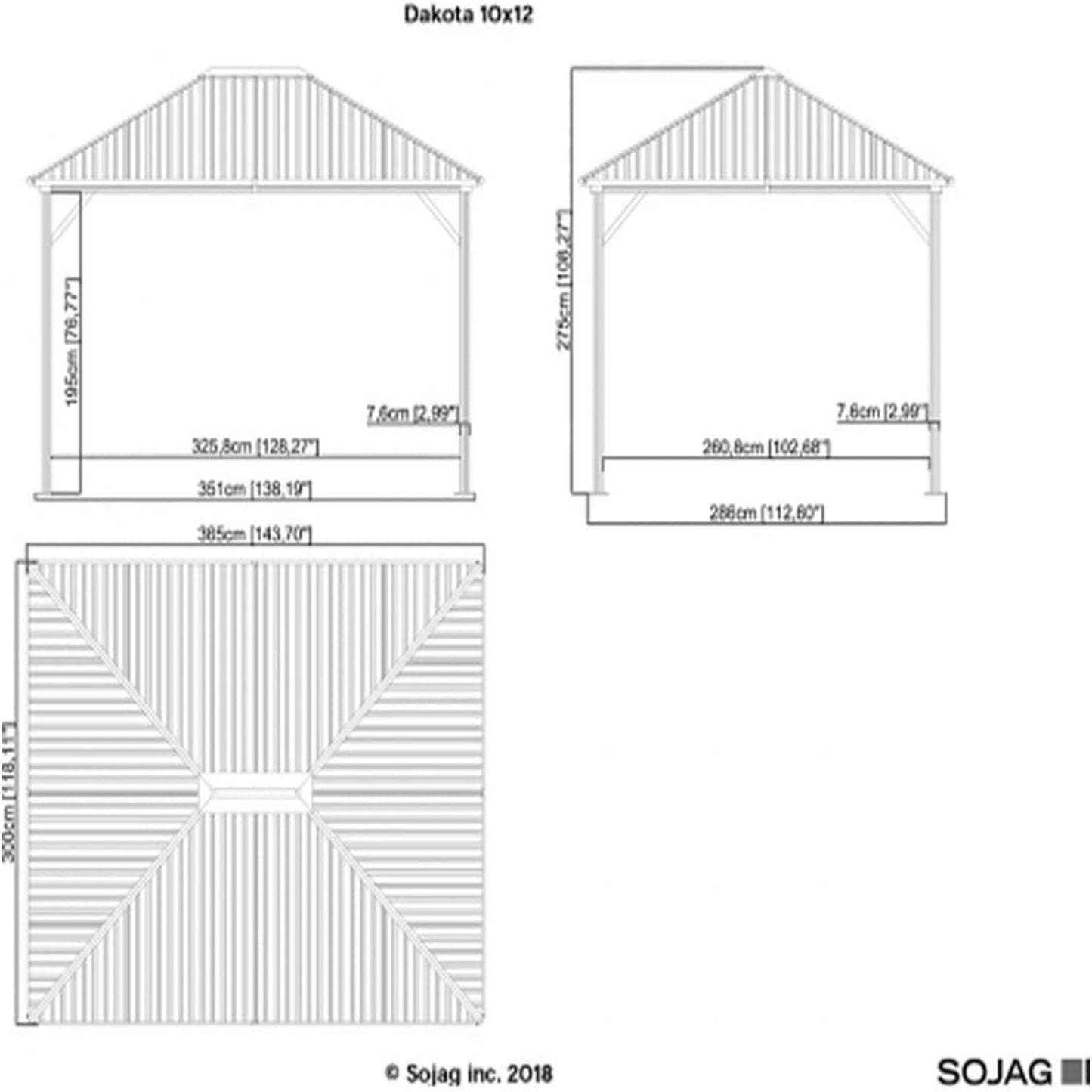 Outdoor 10' X 12' Dakota Hardtop Gazebo Outdoor Sun Shelter