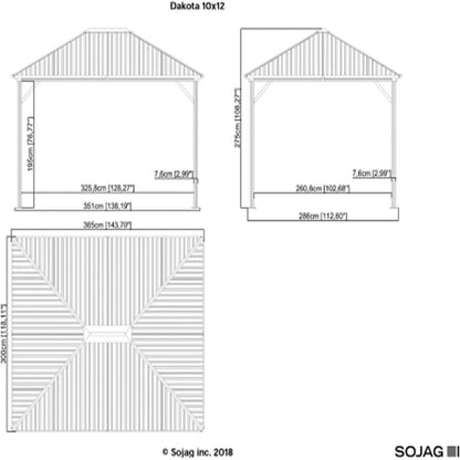 Outdoor 10' X 12' Dakota Hardtop Gazebo Outdoor Sun Shelter