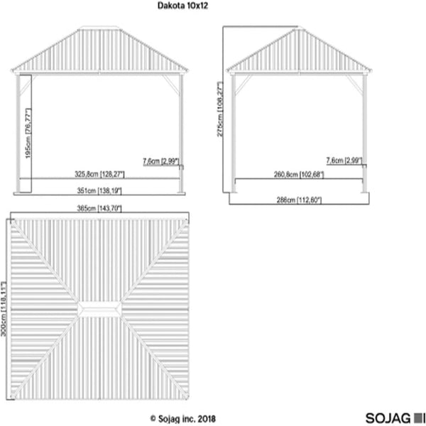 Outdoor 10' X 12' Dakota Hardtop Gazebo Outdoor Sun Shelter