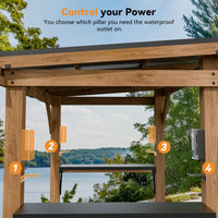 Modern Shade Wood Grill Gazebo 6X8 with USB Charging Power Strip & Shelves