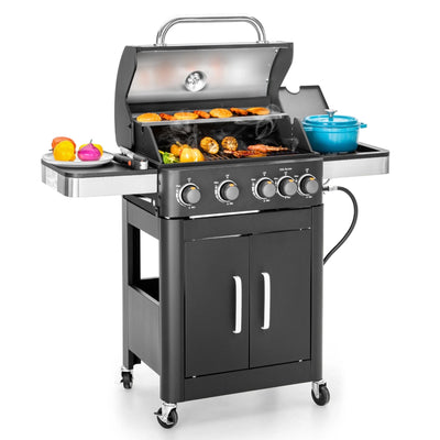 Propane Gas Grill Built for Versatile Cooking, 4 Burner 46,700 BTU, Side Burner, 510 Sq In Cooking Area