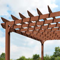 14 Ft. W X 12 Ft. D Cedar Wood Patio Pergola Shade Structure for Outdoor, Brown