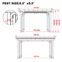 14 Ft. W X 12 Ft. D Cedar Wood Patio Pergola Shade Structure for Outdoor, Brown