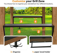 Modern Shade Wood Grill Gazebo 6X8 with USB Charging Power Strip & Shelves