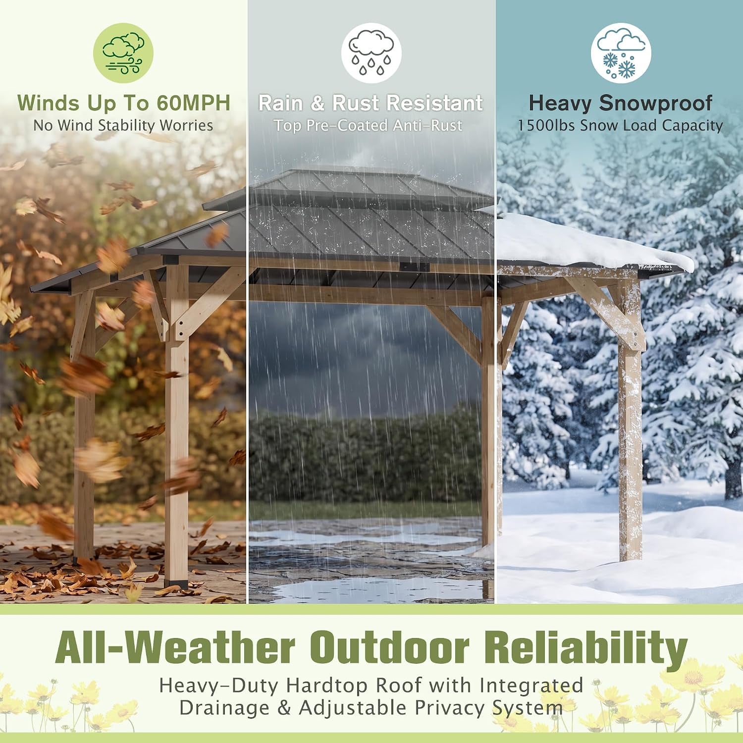 10' X 12' Wooden Gazebo,Patio Hardtop DIY Color Gazebo Wood
