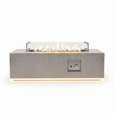 42 In. 50,000 BTU Rectangle Fire Pit Table in Gray Outdoor Propane Gas Fire Pit Table with LED Light