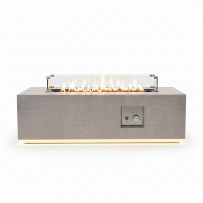 42 In. 50,000 BTU Rectangle Fire Pit Table in Gray Outdoor Propane Gas Fire Pit Table with LED Light