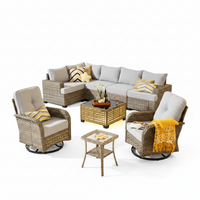 Patio Furniture Set Built for Outdoor Living, 9 Piece Modular Design, Swivel Chairs, Steel Frame